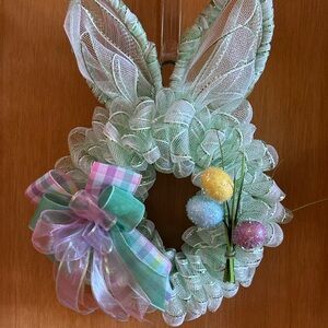 Easter Bunny Wreath with Pastel Accents